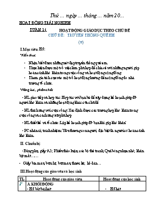 Giáo án Hoạt động trải nghiệm 2 - Sách Chân trời sáng tạo - Tuần 16