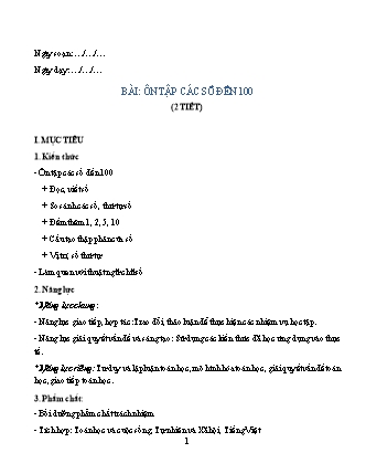 Giáo án Toán 2 - Sách Chân trời sáng tạo - Học kỳ 1