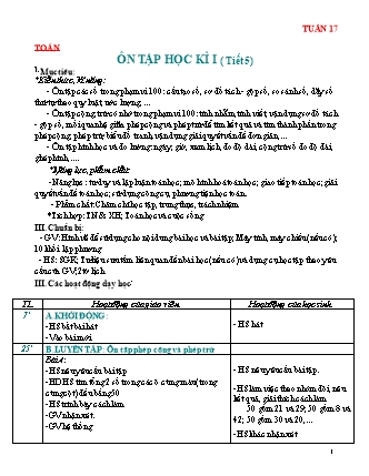 Giáo án Toán 2 - Sách Chân trời sáng tạo - Tuần 17