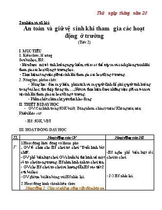 Giáo án Tự nhiên và Xã hội 2 - Sách Chân trời sáng tạo - Tuần 8