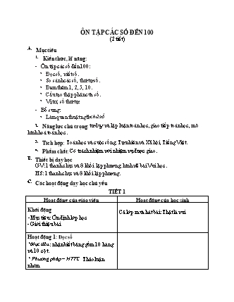 Giáo án Toán 2 (Chân trời sáng tạo) - Ôn tập các số đến 100