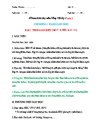 Kế hoạch bài dạy môn Tiếng Việt Lớp 2 (Chân trời sáng tạo) - Bài 2: Thời gian biểu (Tiết 7+8)