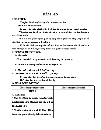 Kế hoạch bài dạy môn Tiếng Việt Lớp 2 (Chân trời sáng tạo) - Tuần 21, Bài 2: Đầm sen