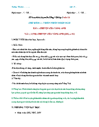 Kế hoạch bài dạy môn Tiếng Việt Lớp 2 (Chân trời sáng tạo) - Tuần 22, Bài 1: Chuyện của Vàng Anh (Tiết 1+2)