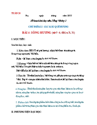 Kế hoạch bài dạy môn Tiếng Việt Lớp 2 (Chân trời sáng tạo) - Tuần 26, Bài 4: Sông Hương (Tiết 7+8)