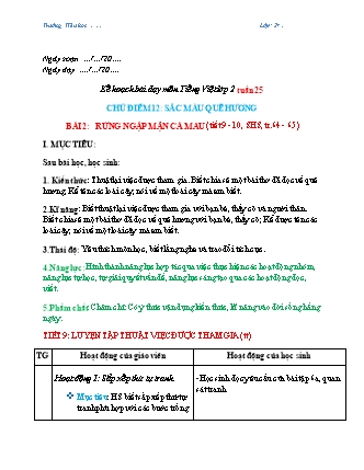 Kế hoạch bài dạy môn Tiếng Việt Lớp 2 (Chân trời sáng tạo) - Tuần 25, Bài 2: Rừng ngập mặn (Tiết 9+10)