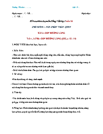 Kế hoạch bài dạy môn Tiếng Việt Lớp 2 (Chân trời sáng tạo) - Tuần 20, Bài 3: Con đường làng (Tiết 1+2)