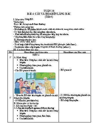 Kế hoạch bài dạy môn Tiếng Việt Lớp 2 (Chân trời sáng tạo) - Tuần 29, Bài 2: Cây và hoa bên lăng Bác (Tiết 4)