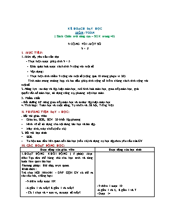 Kế hoạch dạy học Toán Lớp 2 (Chân trời sáng tạo) - 9 cộng với 1 số