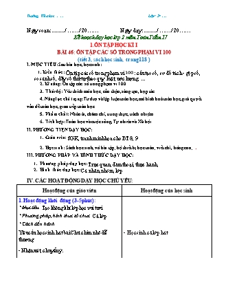 Kế hoạch dạy học Toán Lớp 2 (Chân trời sáng tạo) - Ôn tập các số trong phạm vi 100 (Tiết 3)