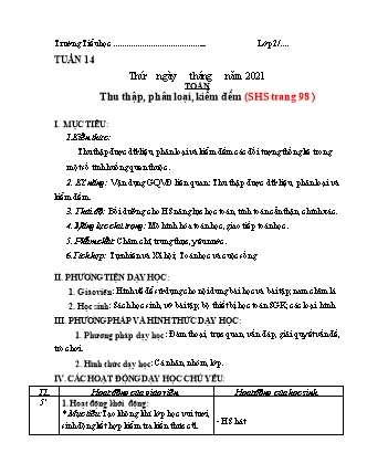 Kế hoạch dạy học Toán Lớp 2 (Chân trời sáng tạo) - Thu thập, phân loại, kiểm đếm