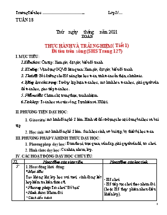 Kế hoạch dạy học Toán Lớp 2 (Chân trời sáng tạo) - Thực hành và trải nghiệm Đi tàu trên sông