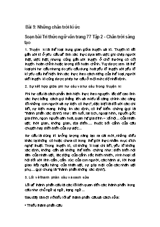 Bài soạn Ngữ văn 11 (Chân trời sáng tạo) - Bài 9: Những chân trời kí ức