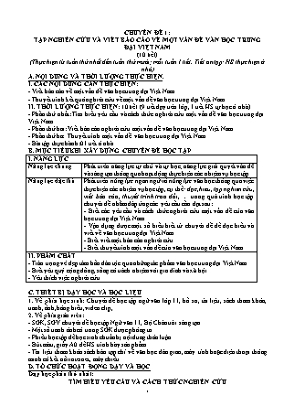 Giáo án chuyên đề học tập Ngữ văn 11 (Chân trời sáng tạo) - Chuyên đề 1: Tập nghiên cứu và viết báo cáo về một vấn đề văn học trung đại Việt Nam - Thu Huyền