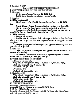 Giáo án Công nghệ 8 (Chân trời sáng tạo) - Bài 14: Quy trình thiết kế kỹ thuật - Năm học 2023-2024