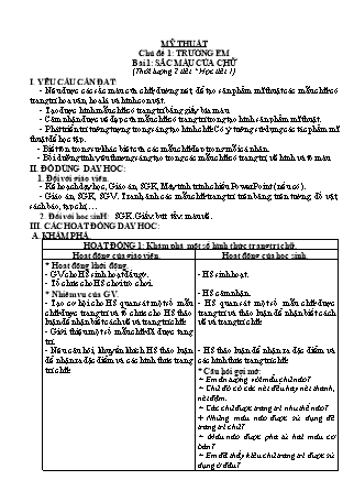 Giáo án Mĩ thuật 3 (Chân trời sáng tạo) - Chủ đề 1: Trường em - Bài 1: Sắc màu của chữ