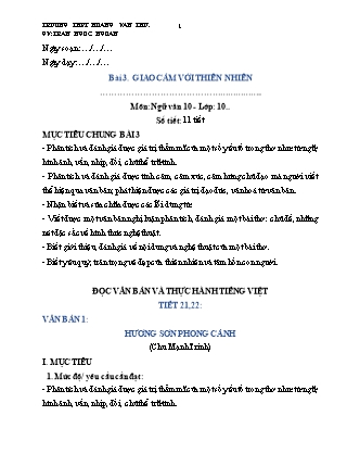 Giáo án Ngữ văn 10 (Chân trời sáng tạo) - Bài 3, 4, 5 - Trần Ngọc Ngoan