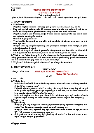 Giáo án Ngữ văn 11 (Chân trời sáng tạo) - Bài 1: Thông điệp từ thiên nhiên (tùy bút, tản văn) - Trần Ngọc Ngoan