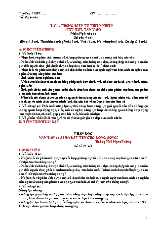 Giáo án Ngữ văn 11 (Chân trời sáng tạo) - Bài 1: Thông điệp từ thiên nhiên (tùy bút, tản văn)