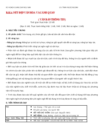 Giáo án Ngữ văn 11 (Chân trời sáng tạo) - Bài 4: Nét đẹp văn hóa và cảnh quan (Văn bản thông tin) - Trần Ngọc Ngoan