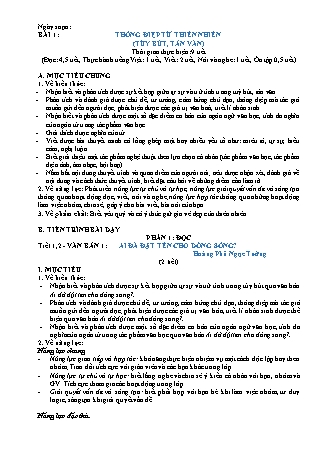 Giáo án Ngữ văn 11 (Chân trời sáng tạo) - Học kì I