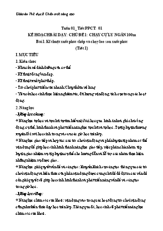 Giáo án Thể dục 8 (Chân trời sáng tạo) - Tuần 1, 2, 3 - Năm học 2023-2024