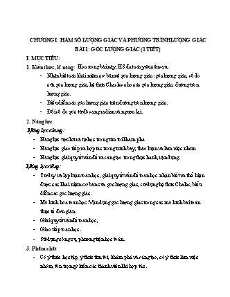 Giáo án Toán 11 (Chân trời sáng tạo) - Chương I: Hàm số lượng giác và phương trình lượng giác - Bài 1, 2