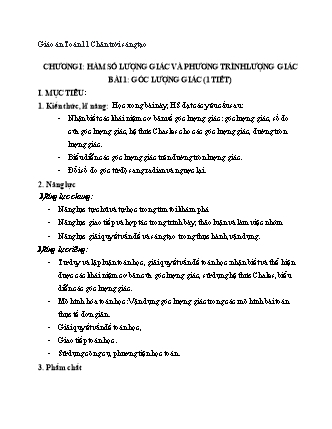 Giáo án Toán học 11 (Chân trời sáng tạo) - Chương I: Hàm số lượng giác và phương trình lượng giác - Bài 1, 2