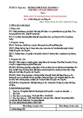 Kế hoạch bài dạy Âm nhạc 4 (Chân trời sáng tạo) - Chủ đề 6: Cổ máy thời gian