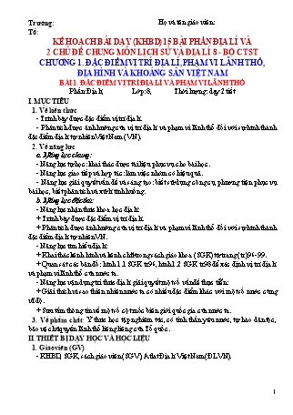 Kế hoạch bài dạy Địa lí 8 (Chân trời sáng tạo)